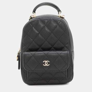 Chanel Matelasse Backpack Black Caviar Leather Size Mini