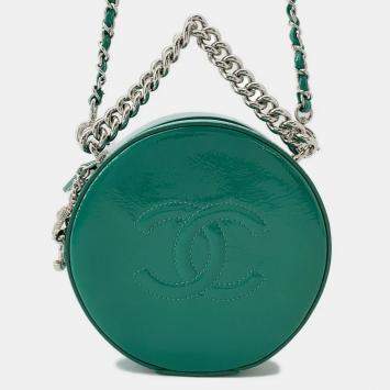Chanel Round As Earth 2Waybag Green Patent Leather
