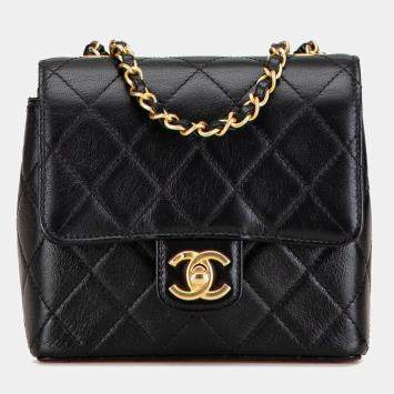 Chanel Black Mini Square Classic Goatskin Retro Flap
