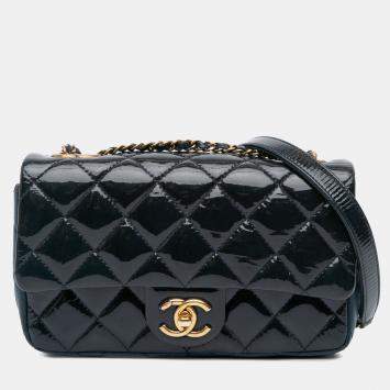 Chanel Navy Blue Paris-Salzburg Small Patent and Goatskin CC Eyelet Flap Bag