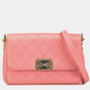 Chanel Pink Quilted Calfskin Straight Lined Flap Bag