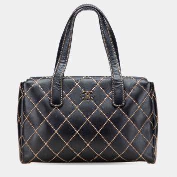 Chanel Black Medium CC Calfskin Wild Stitch Tote