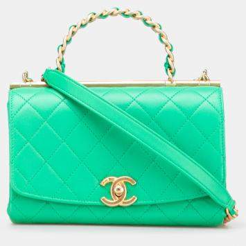 Chanel Green Small Quilted Lambskin La Parisienne Flap Bag