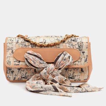 Pre Owned Chanel Multicolor Silk and Lambskin Coco Mademoiselle Scarf Flap