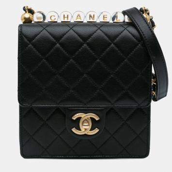Chanel Black Small Lambskin Chic Pearls Flap