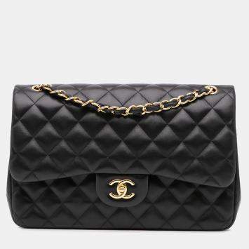 Chanel Black Jumbo Classic Lambskin Double Flap