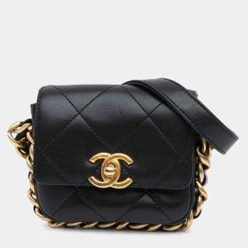Chanel Black Mini Quilted Calfskin Framing Chain Flap Bag