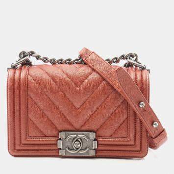 Chanel Boy Chanel Small Chevron V Stitch Chain Shoulder Bag Calfskin Br