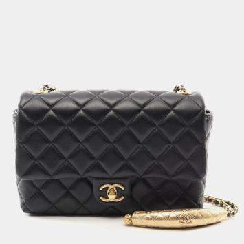Chanel Matelasse Chain Shoulder Bag Lamb Leather Black Ghw
