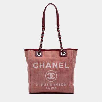 Chanel Red Mini Canvas Deauville Tote