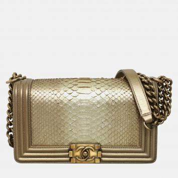 Pre Owned Chanel Python Old Medium Boy Bag