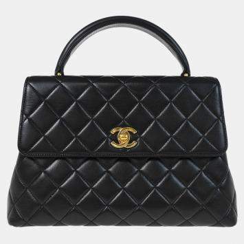 Chanel Black Lambskin Top Handle Handbag