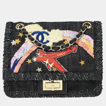 Chanel Indigo Denim Night Flight Mademoiselle Lock Shoulder Bag
