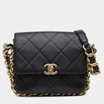 Chanel Black Small Quilted Calfskin Framing Chain Flap