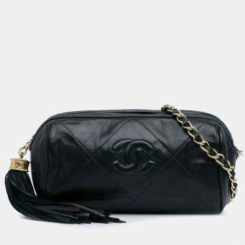 Chanel Blue CC Lambskin Tassel Shoulder Bag