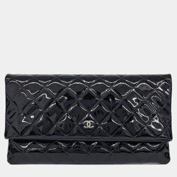 Chanel Black Patent Leather folding clutch