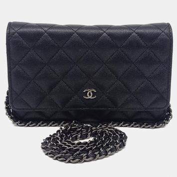 Chanel Black Leather Caviar WOC Mini Crossbody Bag