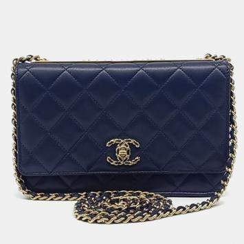 Chanel Navy Blue Leather Lambskin Trendy CC WOC Mini Crossbody Bag