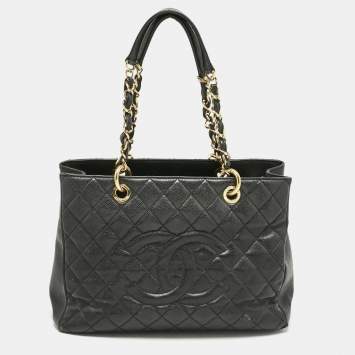 Chanel Black Quilted Caviar Leather Grand Shopper Tote
