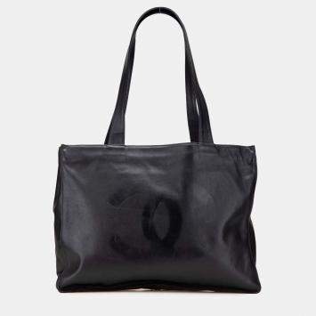 Pre Owned Chanel Black CC Lambskin Tote