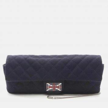 Chanel Matelasse Union Jack Navy Canvas Fabric Shoulder Bag