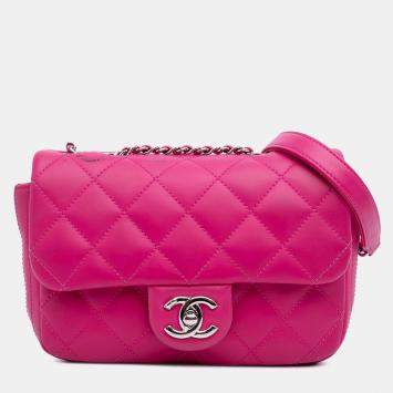 Pre Owned Chanel Pink Paris Seoul Small Rubber Coco Rain Flap