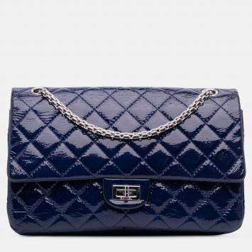 Pre Owned Chanel Blue Reissue 2.55 Patent Double Flap 226