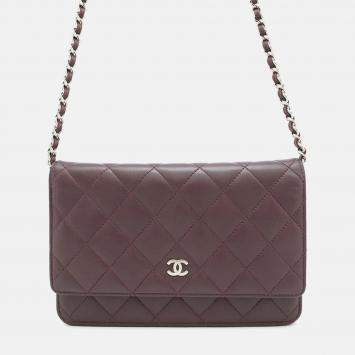 Chanel Matelasse Purple Lambskin Wallet On Chain 