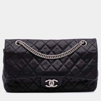 Chanel Black Medium Classic Washed Lambskin Bijoux Chain Double Flap