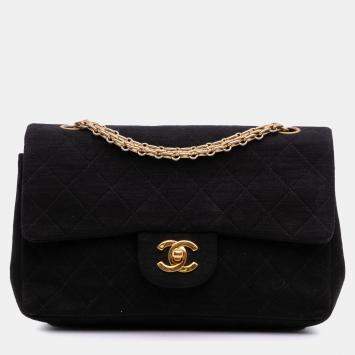 Chanel Black Small Classic Jersey Double Flap