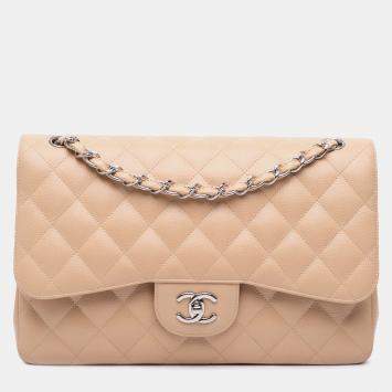Chanel Brown Jumbo Classic Caviar Double Flap Bag