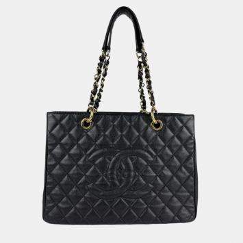 Chanel GST Black Caviar Skin Leather Shoulder Bag 