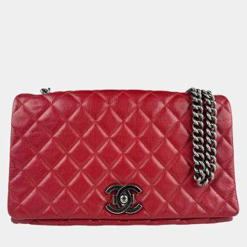 Chanel Red Leather Shoulder Bag
