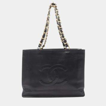 Chanel Large Coco Mark Tote Bag Lambskin (Sheepskin) Black