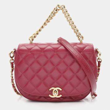 Chanel Matelasse Handbag Leather Pink