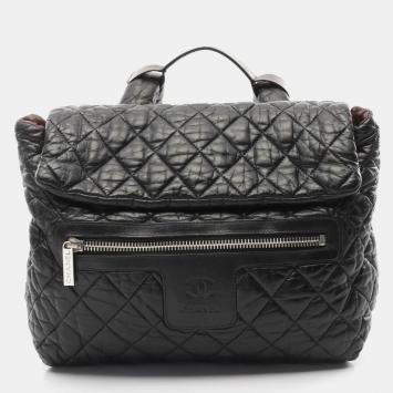 Pre Owned Chanel Coco Cocoon Black Leather Backpack