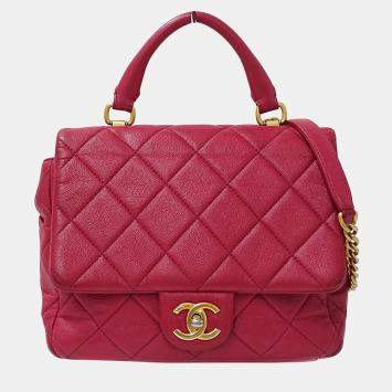 Pre Owned Chanel Matelasse Pink Leather Shoulder Bag
