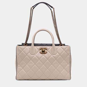 Pre Owned Chanel Brown Quilted Calfskin Portobello Satchel