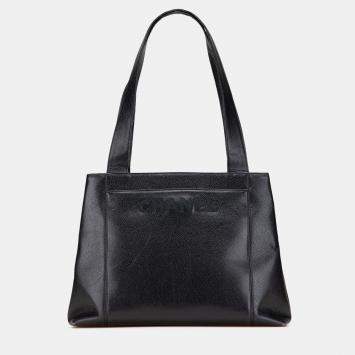 Pre Owned Chanel Black Caviar LAX Embroidered Logo Tote