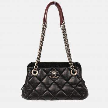 Pre Owned Chanel Tote Bag Black Calfskin Tote Handbag