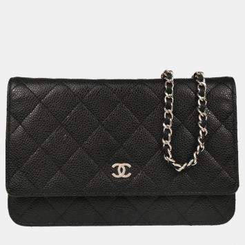 Chanel Black Calfskin Classic WOC Wallet on Chain Shoulder Bag
