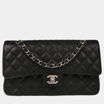 Chanel Black Calfskin Medium Classic Double Flap Shoulder Bag