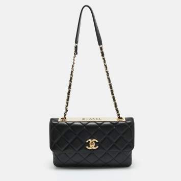 Pre Owned Chanel Black Quilted Leather Trendy CC Flap Bag