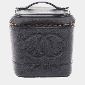Pre Owned Chanel Black CC Caviar Vanity Case