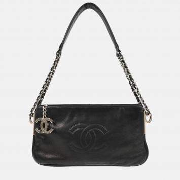 Pre Owned Chanel CC Black Calfskin Handbag