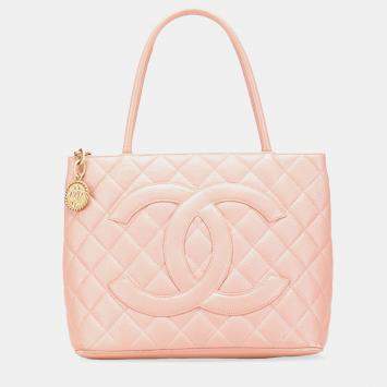 Pre Owned Chanel Pink Caviar Medallion Tote