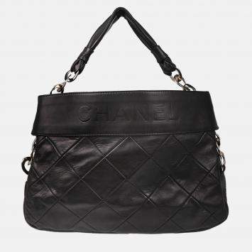 Pre Owned Chanel Black Calfskin Handbag
