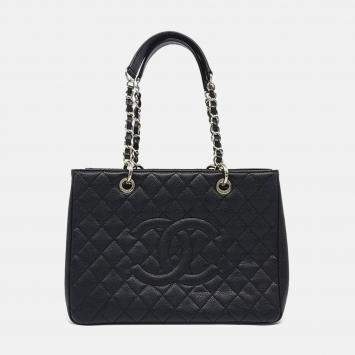 Pre Owned Chanel Black Leather Caviar Grand Shopping Bag