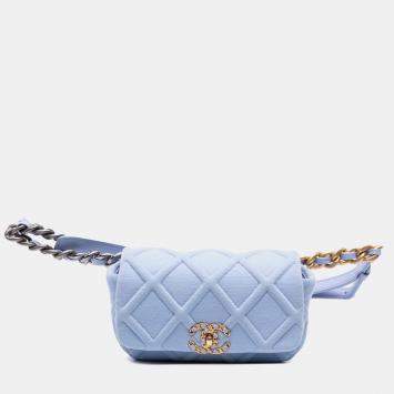 Chanel Blue Jersey 19 Flap Belt Bag