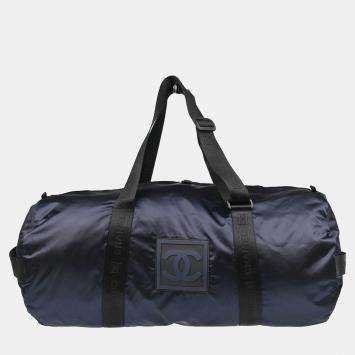 Pre Owned Chanel Navy Nylon Sport Line Duffle Handbag